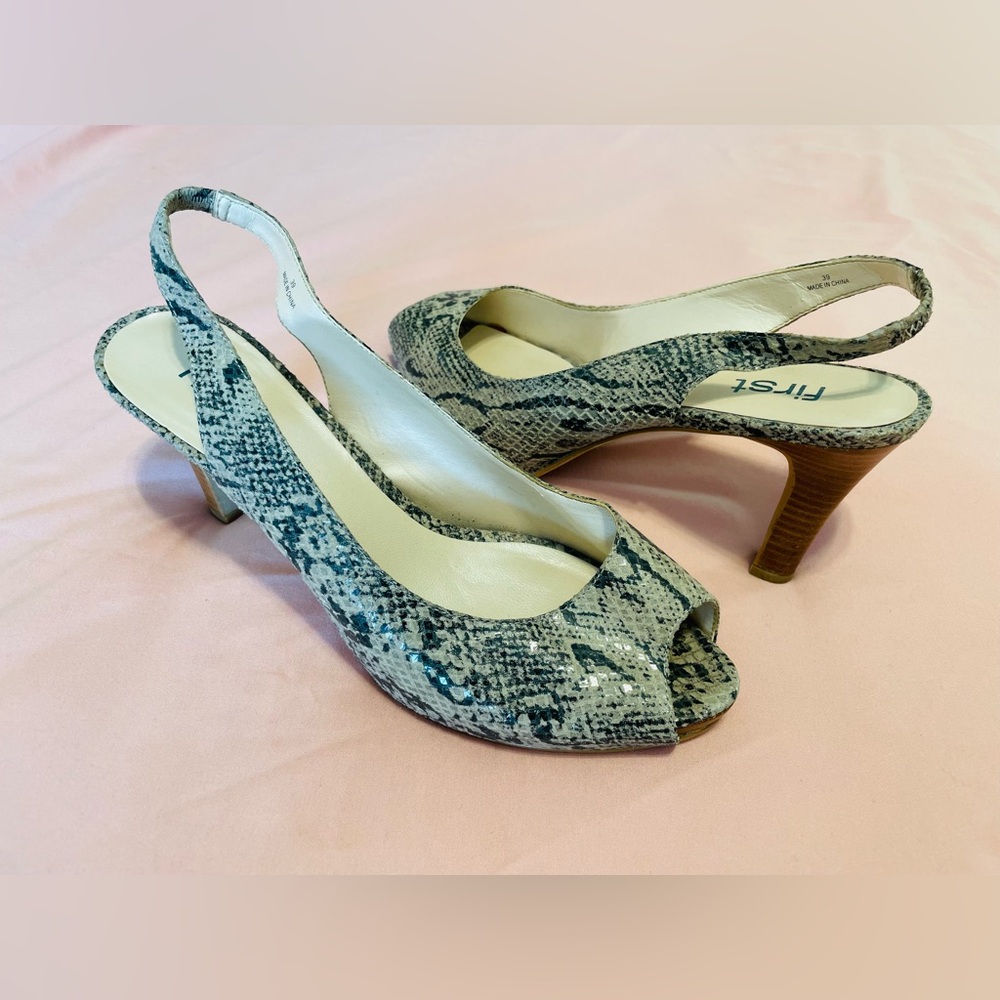 Snake Print Slingback Heels